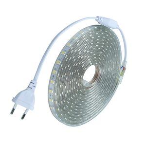 220 فولت smd5050 led الشريط فليكس led قطاع مع السلطة الاتحاد الأوروبي التوصيل 60 led / m ip67 للماء الرئيسية الديكور سلسلة الإضاءة شحن مجاني