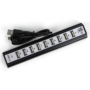 10 portar USB Hub 480Mbps High Speed ​​USB 2.0-nav med nätadapter Datorutrustning till PC Laptop Notebook