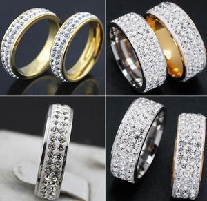 30шт старинные обручальные кольца 2 ряда 3 ряда Zircon Crystal полное горный хрусталь кольца серебро золото из нержавеющей стали CZ обручальные кольца рождественские подарок