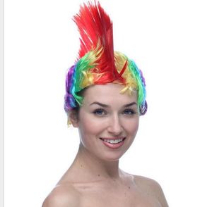 Festivali cosplay peruk komik dans headdress yetişkin mohawk punk peruk kaya fantezi constume Peruk parti cosplay saç Sentetik peruk