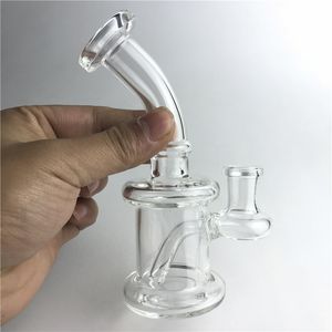 6 tums glas bong vattenrör med 14mm kvinnlig klar tjocka bägare cyklon mini bongs för kvarts banger nagel hand rökning