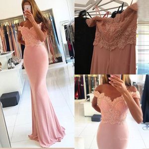 Blush Pink Off Shoulder Mermaid Prom Gowns 2017 Vestidos de Novia Lace Appliques Beaded Formal Evening Dresses