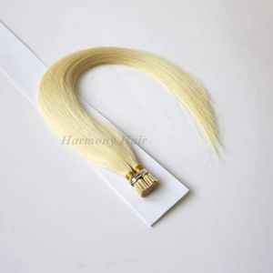 Indian Pre-Bonded I Tips Hair Extensions Straight Stick Keratin Mänsklig hårutveckling 50g (1g / sträng) Blondin # 60