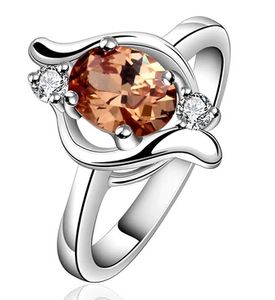 925 Sterling Silver Crystal Ringar För Kvinnor Engagemang Bröllop Ringar Partihandel Present Party Girl Smycken Ny