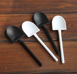 5000pcs Disposable Potted Pure Black White Ice Cream Scoop Shovel Small Potted Flower Pot Spoon Free Shipping