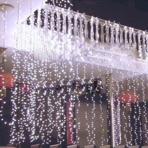 8m x 4m 300 LED Bröllopsljus Icicle Christmas Light Led String Fairy Light Bulb Garland Födelsedagsfest Trädgård Gardin Decor