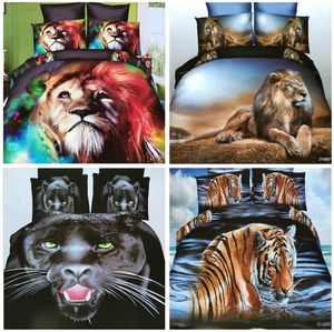 2021 Home Têxteis 3D Animal Reactivo Impressão de Algodão 4 PCS Conjunto de Cama De Revestimento De Edredão / Cama Folha De Roupa Bedclothes BB002