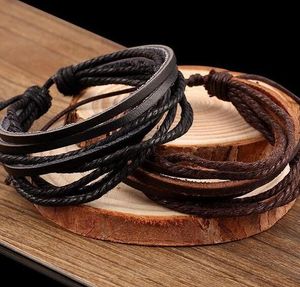 multilayer Leather Braided Rope Chain Fashion Christmas Gift Charm Bracelets Leather Bracelet with Braided Rope Chain Vintage Bangle Jewelry