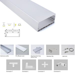 100 x 1mセット/ロットT3-T5強化LEDアルミプロファイルチャネルとサスペンションライトのための広い正方形のLED押出プロファイル