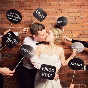 Wholesale photo booth resale online - Hot sale Photo Booth Props Wedding or Engagement strong photo booth strong signs set of chalk boards DIY dialogue for taking funny photos in party