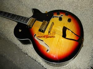 новый Sunburst Vintage 137 классических джаз гитара золото пикапов Оптовой гитара OEM Бесплатная доставка