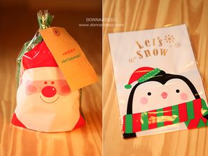 Nuovo 200pcs Christmas Babbo Natale disegni Green Open Top Snack Bags / Bella Biscotti BOOCK BOOKIE BOOCK BAG GIOCO 14X20CM