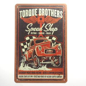Wholesale man shops for sale - Group buy Speed Shop Hot Rods Customs Racers Retro Vintage Metal Tin sign poster for Man Cave Garage shabby chic wall sticker Cafe Bar home decor