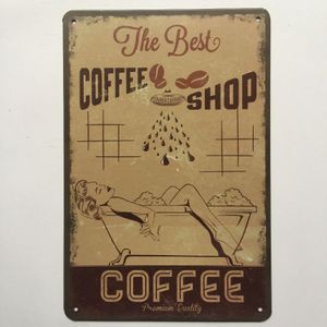 Wholesale man shops resale online - The best coffee Shop Retro Vintage Metal Tin sign poster for Man Cave Garage shabby chic wall sticker Cafe Bar home decor