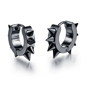 Uomo Donna Spikes Studded L Acciaio inossidabile Punk Spiky Round Huggie Hoop Earrings Pair