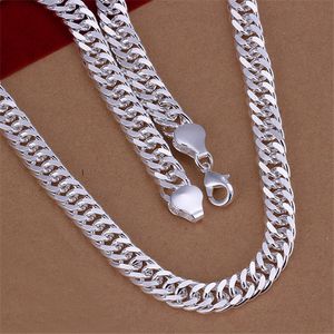 Wholesale mens heavy sterling silver necklace resale online - Heavy g MM Full side necklace Men sterling silver plate necklace STSN039 silver Chains necklace factory
