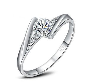Vacker Princess Smycken Plating S925 Sterling Silver Crystal Diamond Ring Zircon Wedding Ring Size US6 / 7/8 / 9