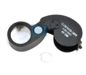 Folding 40X 25mm Glasses Magnifier Jewelry Watch Compact Lupa Led Light Lamp Magnifying Glass Microscope Lupas De Dumento Loupe on Sale