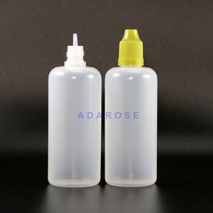 100 ml 100 teile / los LDPE Kunststoff-Dropper-Flaschen mit kindersicheren Sicherheitskappen-Tipps squeezable lange Nippel