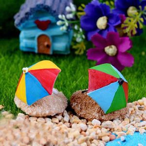 4 pçs guarda-chuva de praia artificial mini fadas jardim miniaturas gnomos terrários musgo resina artesanato estatuetas decoração para casa ornamentos
