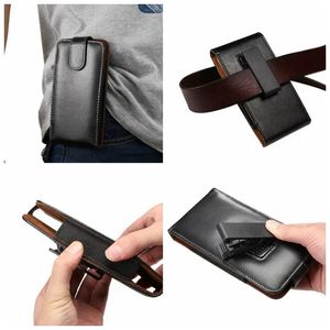 Hip Flip Holster Vertica Clip Genuine Universal Buckle Coat Capa de couro real para iPhone 15 14 Pro Max 13 12 11 XR 7 5 Galaxy S23 S22 S21 Note 20 360 Belt Men Business Bolsa