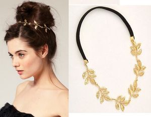 Europejski styl moda gałązka oliwna akcesoria do włosów uroczy łańcuch elastyczny złoty liść pasmo pałąk do eleganckich kobiet DHF060