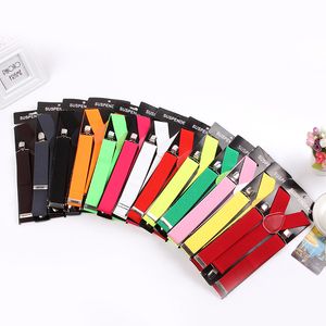 Clip-on Suspenders 13 Colors 3.5 cm Wide Elastic Candy Y-Shape Adjustable Braces For Unisex Men Womens Thanksgiving Day Christmas gift