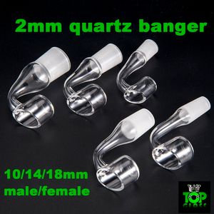 2mm de espessura Quave Quartz Club Banger Unhas Domeless 90 graus 10mm 14mm 18mm Masculino Feminino conjunta para tubos de água de vidro dab plataformas de petróleo