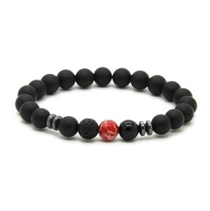 Großhandel 10 teile/los Top Qualität 8mm Natürliche Matte Achat mit Blau, Rot, Lila Meeressediment Kaiserlichen Stein Perlen Glück armbänder