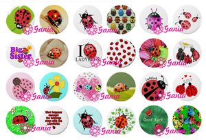 Nova Chegada 18mm Cabochão De Pedra De Pedra Botões Cabochão Ladybug Botões Para Pulseira de Jóias Snap Colar Ring Brincos