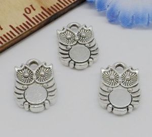 Navio livre 300 PCS Tibetano Prata Coruja Encantos Pingente Para Fazer Jóias Pulseira 14x10mm