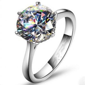 Vecalon 2016 Marca Anello solitario femminile 4ct Diamante simulato Cz 925 Anello di fidanzamento in argento sterling per le donne