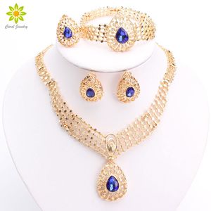 Dubai moda vintage luxo strass nupcial colar brinco pulseira anel africano traje banhado a ouro conjuntos de jóias