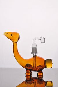 Amber Dinosaurier billig niedlich Shisha Bongs Glas Wasserpfeifen Percolator für rauchende berauschende Recycler Ölplattformen Bubbler perc mit Nagel