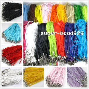 Free 100pcs Silk Organza Voile Ribbon Cord Necklace Adjustable Lobster Clasp HOT