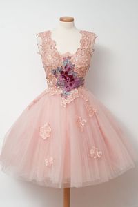 Spitze Applique kurze Abschlussballkleider 2016 Rosa Gewohnheit made Party Kleid Neues Kleid Design billig Vestido de Festa