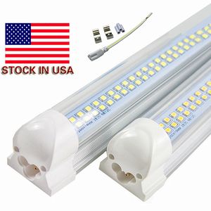 Lagerbestand in den USA: 8-Fuß-LED-Röhren, T8, 4-Fuß-Röhrenleuchten, zweireihig, SMD2835-LED-Röhren, 72 W, integrierte 2,4 m lange LED-Leuchtstofflampen, AC 85–265 V