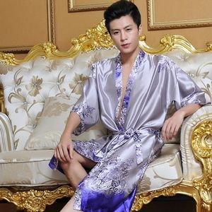 Sleepwear Wholesale1pcs Men Robes Bathrobe Plus Size Manview Robe For Man Mens Sexig Sleepwear Man Kimono Silk Free Frakt Silk Bathrobe