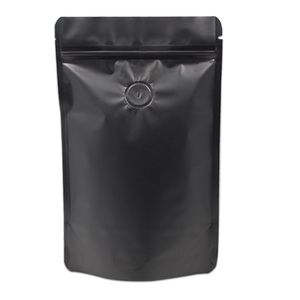 20 Pz / lotto 15/23 cm Stand Up Foglio di alluminio Confezione a chiusura lampo Borsa Nero opaco Puro Mylar Borsa con valvola Sigillatura termica con valvola di evacuazione dell'aria2152