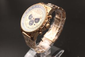 Korting verkoop quartz horloge mannen merk gefluched case gouden skelet witte wijzerplaat rose gouden band stopwatch analoge kalender digitaal horloge