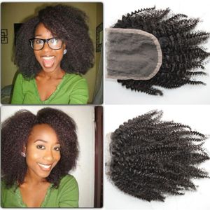 Peruvian afro kinky curly lace closure with baby hair free middle three part closure bleached knots G-EASY