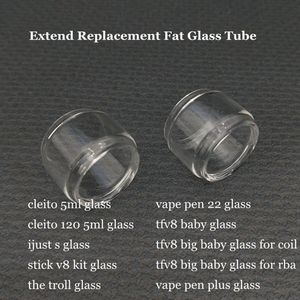 Fat Extend Expansion pyrex replacement bulb glass tube for vape pen 22 plus tfv8 baby big cleito 120 ijust s stick v8 the troll tank