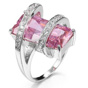 Hot 10 pezzi Regali di Natale unici Fuoco Rosa Blu Champagne Cubic Zirconia Pietra preziosa di cristallo Russia Anello nuziale in argento sterling 925 in oro nero