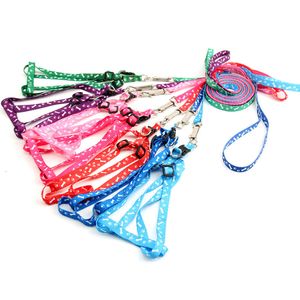 1,0cm * 120cm liten storlek färgstark tecknad söt hund fotavtryck och benutskrift högkvalitativa polyeater husdjur collar multi color hund koppel