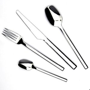 JANKNG 4Pcs/lot Top Quality Yayoda sliverStainless Steel Cutlery Mirror Polished Knife Fork Spoon Tea Spoon Set Western Dinnerware Sets Free