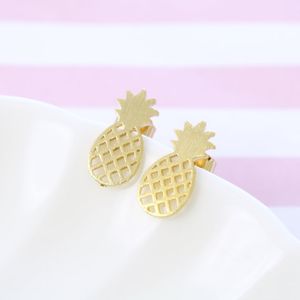 10Pair Cute Tiny Pineapple Earrings Lovely Ananas Earrings Simple Funny Outline Fruit Stud Earrings for Women Minimalist