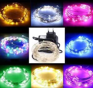 30 Rolls 10m 100 leds RGB Pink Red Blue Green White Warm White Yellow Purple Copper Wire String Fairy Light + 30pcs 1A Adapters