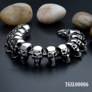 Personality Vintage Titanium Steel Skull Chains Bracelet Wristbands Brace lace Male Jewelry High Quality