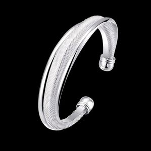 European American Cuff Bangle Armband för kvinnor Wrap Edge Net Open Mouth Koppar och Silver Plated Bangles Smycken