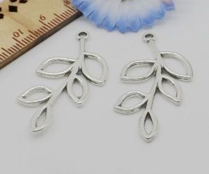 Free Ship 100pcs Antique Silver leaf Connectors DIY Charms Pendant For Jewelry Making 41x19mm